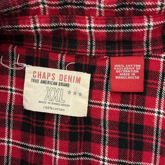 Chaps Red Plaid Casual Button Down Shirt - Picture 4 of 6